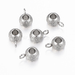 Tarnish Resistant 304 Stainless Steel Tube Bails, Loop Bails, Textured, Rondelle Bail Beads, Stainless Steel Color, 9x6x4.5mm, Hole: 2mm, Inner diameter: 3mm(STAS-H423-11P)