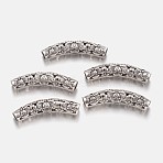 Flower Pattern Hollow Alloy Tube Beads, Antique Silver, 47x9x9mm, Hole: 6mm(PALLOY-K192-55AS)