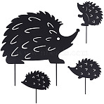 Iron Garden Stakes, Garden Decoration, Hedgehog, Black, 115~238x78~247x1~3.5mm, 4pcs/set(AJEW-WH0042-82EB)