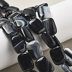 Natural Black Agate Beads Strands, Dyed & Heated, Rectangle, 18x13x5mm, Hole: 1mm, about 10~11pcs/strand, 7.28''~7.87''(18.5~20cm)(G-K392-B02-13x18mm)