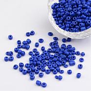 6/0 Opaque Colours Round Glass Seed Beads, Blue, Size: about 4mm in diameter, hole:1.5mm, about 495pcs/50g(X-SEED-A010-4mm-48)