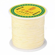 Braided Nylon Thread, Chinese Knotting Cord Beading Cord for Beading Jewelry Making, Lemon Chiffon, 0.5mm, about 150yards/roll(NWIR-R006-0.5mm-520)