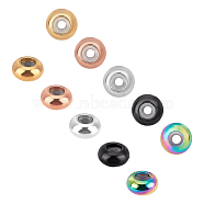Vacuum Plating 304 Stainless Steel Beads, with Plastic, Slider Beads, Stopper Beads, Rondelle, Mixed Color, 8x4mm, Hole: 2mm, 5 colors, 4pcs/color, 20pcs/box(STAS-UN0019-33)