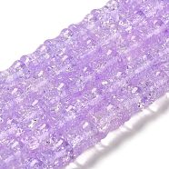 Transparent Crackle Glass Beads Strands, Bamboo Joint, Lilac, 8x10.5mm, Hole: 1.7mm, about 38pcs/strand, 15.35''(39cm)(GLAA-D025-01G)