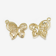 Brass Pendants, Butterfly, Real 18K Gold Plated, 16x15x2mm, Hole: 1mm(X-KK-N200-061)