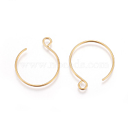 Ion Plating(IP) 304 Stainless Steel Earring Hooks, Ear Wire, with Horizontal Loop, Golden, 22x18mm, Hole: 2.5mm, 20 Gauge, Pin: 0.8mm(STAS-L216-02A-G)