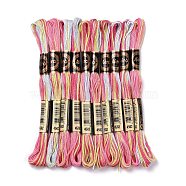 10 Skeins 6-Ply Polyester Embroidery Floss, Cross Stitch Threads, Segment Dyed, Hot Pink, 0.5mm, about 8.75 Yards(8m)/skein(OCOR-K006-A75)