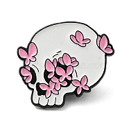 Skull Enamel Pins, Black Tone Alloy Brooches for Backpack Clothes, Halloween Theme, Butterfly, 23x26.5x2mm(JEWB-K016-01B-EB)