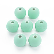 Rubberized Style Acrylic Beads, Round, Pale Turquoise, 15.5x14.5mm, Hole: 3.5mm(MACR-T042-04B-01H)