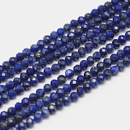 Natural Lapis Lazuli Bead Strands, Faceted, Round, 2mm, Hole: 0.5mm, about 170~180pcs/strand, 12.9~13.3 inch(330~340mm)(G-G936-2mm-22)