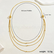 Luxurious Brass Round Bead Multi-Layer Chain Necklaces for Women's Formal Events, Golden, 19.88 inch(50.5cm)(CJ9986)