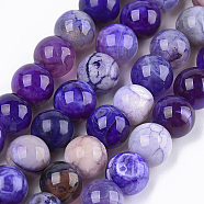 Dyed Natural Agate Beads Strands, Round, Mauve, 8mm, Hole: 1mm, about 48pcs/strand, 14.9 inch(G-T109-8mm-08)