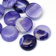 Dyed Natural Striped Agate/Banded Agate Cabochons, Half Round/Dome, Medium Purple, 20x5~8mm(G-R348-20mm-01)