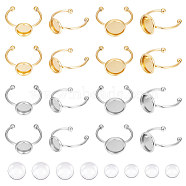 DIY Blank Dome Cuff Ring Making Kit, Including 304 Stainless Steel Ring Settings, Glass Cabochons, Golden & Stainless Steel Color, 40Pcs/box(DIY-UN0005-18)