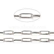 Brass Paperclip Chains, Flat Oval, Drawn Elongated Cable Chains, Soldered, with Spool, Cadmium Free & Nickel Free & Lead Free, Platinum, 7.6x2.6x0.5mm, about 301.83 Feet(92m)/roll(CHC-S008-001D-P)