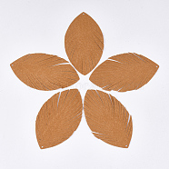 Autumn Theme Eco-Friendly Pigskin Leather Big Pendants, Leaf, Dark Orange, 80x44x0.5mm, Hole: 1.5mm(FIND-S301-25H)