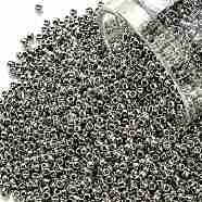 TOHO Round Seed Beads, Japanese Seed Beads, (713) Olympic Silver Metallic, 15/0, 1.5mm, Hole: 0.7mm, about 3000pcs/10g(X-SEED-TR15-0713)