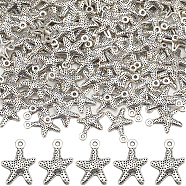 150PCS Tibetan Style Alloy Starfish/Sea Stars Charms, Antique Silver, 16x12mm, Hole: 1mm(TIBEP-SC0002-85)