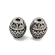 Barrel 304 Stainless Steel Beads, Antique Silver, 10x9mm, Hole: 1.8mm(STAS-E214-06AS)