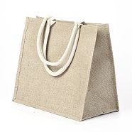 Jute Portable Shopping Bag, Reusable Grocery Bag Shopping Tote Bag, Tan, 31.5x36cm(ABAG-O004-02B)