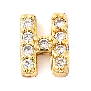 Rack Plating Brass Micro Pave Cubic Zirconia Cabochons, Cadmium Free & Lead Free, Long-Lasting Plated, Real 18K Gold Plated, Letter H, 6x4.5x2mm(KK-F874-04G-H)