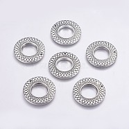 CCB Plastic Pendants, Textured, Ring, Antique Silver, 34.5x3.5mm, Hole: 1.5mm(CCB-G006-201AS)