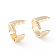 Brass Cuff Rings, Open Rings, Long-Lasting Plated, Real 18K Gold Plated, Letter.L, Size 6, 17mm(RJEW-L097-06L)