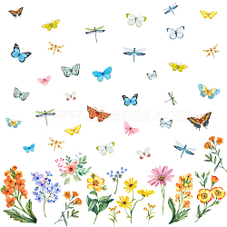 PVC Wall Stickers, for Wall Decoration, Flower Pattern, 300x580mm(DIY-WH0228-420)
