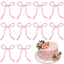 12Pcs Plastic Imitation Pearl Beads Cake Decoration, Bowknot, Hot Pink, 115~120x105x10mm(AJEW-CP0010-61B)