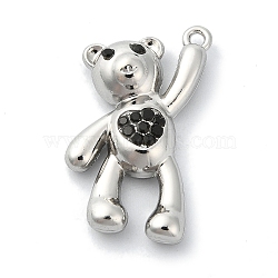 Rack Plating Alloy with Rhinestone Pendants, Bear, Platinum, 27x20x5.5mm, Hole: 1.4mm(FIND-Z051-06P-01)