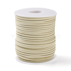 45M Faux Suede Cord, Faux Suede Lace, Cornsilk, 2~2.5x1.5~2mm, about 50 Yards(45m)/Roll(LW-M003-09)