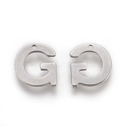 304 Stainless Steel Charms, Letter, Letter.G, 11x10x0.7mm, Hole: 1mm(STAS-F175-02P-G)