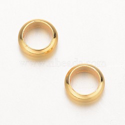 Ring Brass Beads, Large Hole Beads, Real 18K Gold Plated, 7x3mm, Hole: 5mm(X-KK-D509-02G)