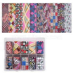 Nail Art Transfer Stickers, Nail Decals, DIY Nail Tips Decoration for Women, Tartan Pattern, Mixed Color, 40mm, about 1m/roll, 10rolls/box(MRMJ-T063-438)