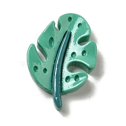 Cute Opaque Resin Leaf Cabochons, for Jewelry Making, Teal, 31x21x5.5mm(RESI-L040-02D)