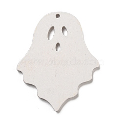 Halloween Wood Hanging Sign, for Home Halloween Party Decorations, Ghost, 80x65x4.5mm, Hole: 3mm(WOOD-U004-02A)