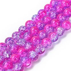 1 Strand Transparent Crackle Glass Round Beads Strands, Magenta, 10mm, Hole: 1.3~1.6mm, about 80pcs/strand, 31.4 inch(X-CCG-Q002-10mm-09)