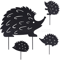 Iron Garden Stakes, Garden Decoration, Hedgehog, Black, 115~238x78~247x1~3.5mm, 4pcs/set(AJEW-WH0042-82EB)