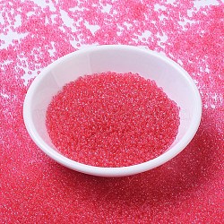 MIYUKI Round Rocailles Beads, Japanese Seed Beads, (RR1308) Dyed Transparent Bubble Gum Pink, 11/0, 2x1.3mm, Hole: 0.8mm, about 5500pcs/50g(SEED-X0054-RR1308)