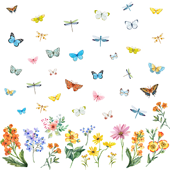 PVC Wall Stickers, for Wall Decoration, Flower Pattern, 300x580mm