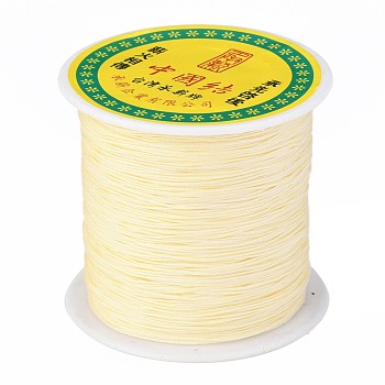 Braided Nylon Thread, Chinese Knotting Cord Beading Cord for Beading Jewelry Making, Lemon Chiffon, 0.5mm, about 150yards/roll
