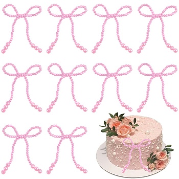 12Pcs Plastic Imitation Pearl Beads Cake Decoration, Bowknot, Hot Pink, 115~120x105x10mm