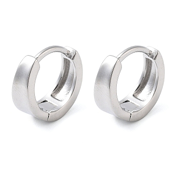 Brass Ring Hoop Earrings for Women, Real Platinum Plated, 12mm