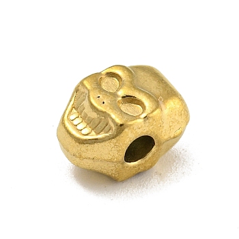 304 Stainless Steel Beads Rhinestone Settings, Skull, Golden, 10x7x6.5mm, Hole: 2.5mm, Fit for 1.8mm Rhinestone