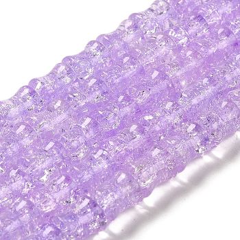 Transparent Crackle Glass Beads Strands, Bamboo Joint, Lilac, 8x10.5mm, Hole: 1.7mm, about 38pcs/strand, 15.35''(39cm)