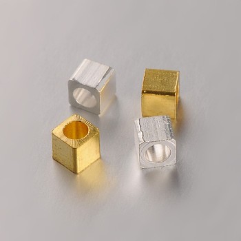 Cube Brass Spacer Beads, Mixed Color, 3x3x3mm, Hole: 1.5mm