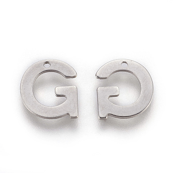 304 Stainless Steel Charms, Letter, Letter.G, 11x10x0.7mm, Hole: 1mm