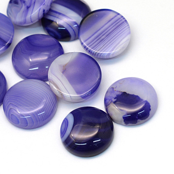 Dyed Natural Striped Agate/Banded Agate Cabochons, Half Round/Dome, Medium Purple, 20x5~8mm