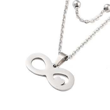 Stainless Steel Pendants Necklaces, Cable Chain Necklaces, Infinity, 16.93 inch(43cm) Pendant: 9x22mm
