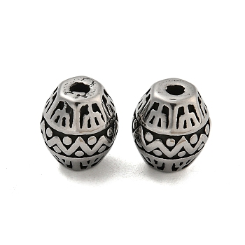 Barrel 304 Stainless Steel Beads, Antique Silver, 10x9mm, Hole: 1.8mm